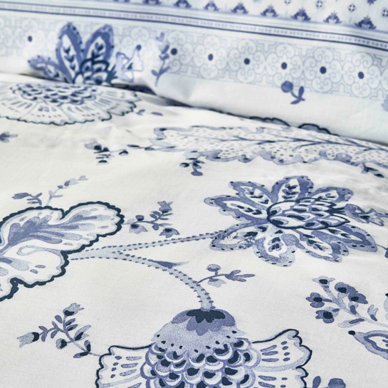 Karaca Home Amar Mavi %100 Pamuk Çift Kişilik Nevresim Pike Set