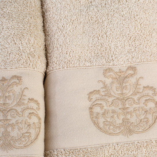 Karaca Home Eldora Simli Nakışlı Offwhite/Bej Hamam Seti
