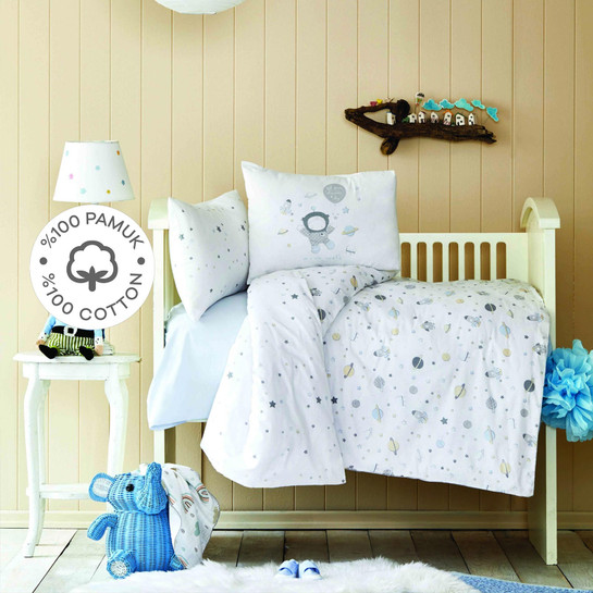Karaca Home Space Mavi %100 Pamuk Bebek Nevresim Takımı