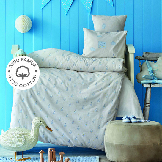 Karaca Home Stork Gri %100 Pamuk Bebek Nevresim Takımı