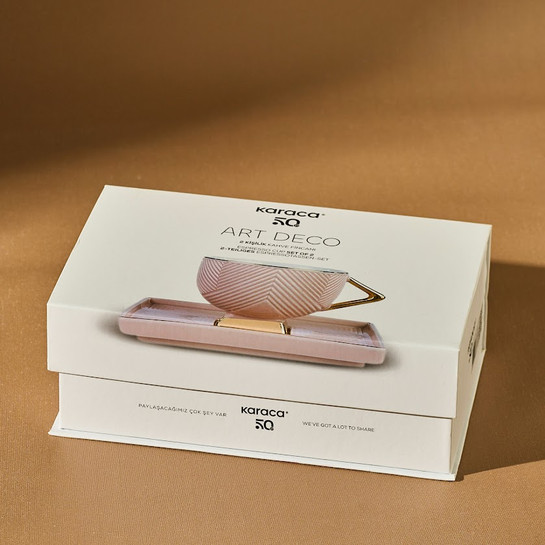 Karaca Art Deco 2 Kişilik Kahve Fincan Takımı 80 ml Pembe