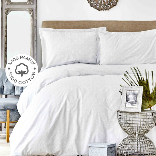 Karaca Home Emilia İndigo %100 Pamuk Çift Kişilik Nevresim Yastık Set