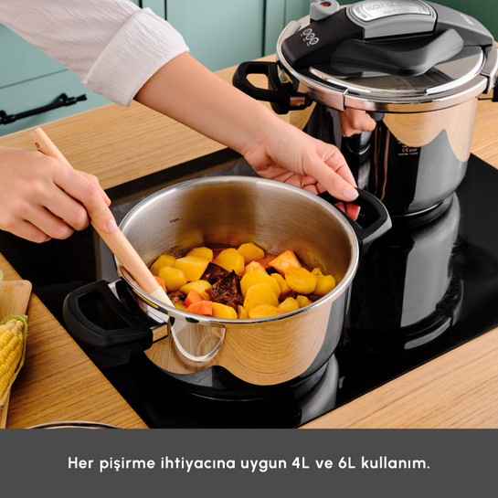 Karaca Perfect Gray İndüksiyon Tabanlı Düdüklü Tencere Seti 4+6 Lt