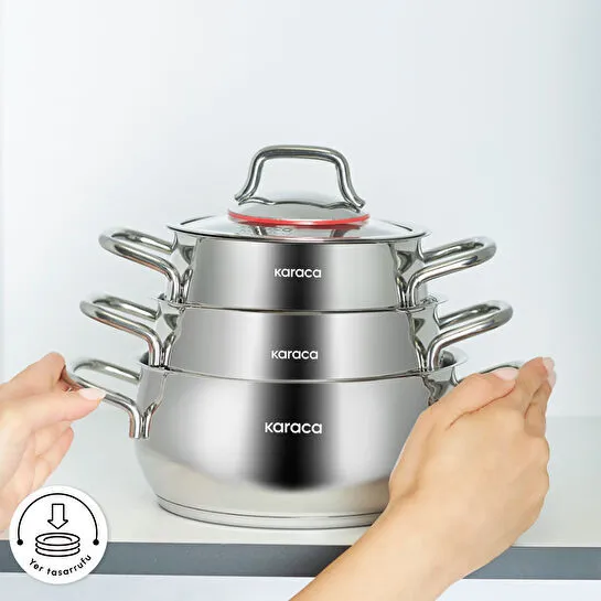 Karaca Emirgan İndüksiyon Tabanlı 6 Parça Çelik Midi Set