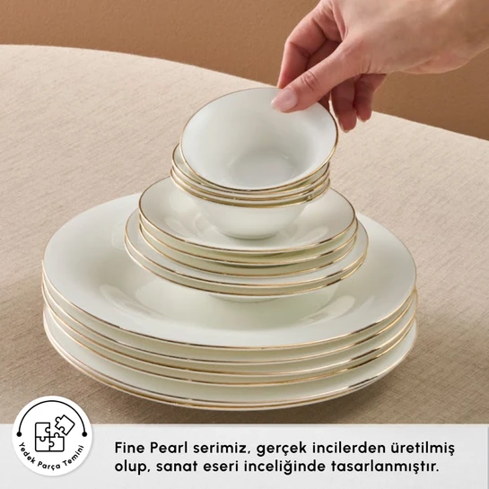 Karaca Red Carpet Collection Fine Pearl Extra Chanak 62 Parça 12 Kişilik Yemek Takımı Gold