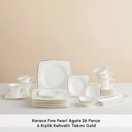 Karaca Fine Pearl Agate 26 Parça 6 Kişilik Kahvaltı Takımı Gold