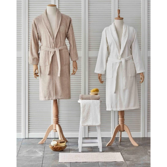 Karaca Home Delora Offwhite/Bej 5 Parça Dantelli Bornoz Seti