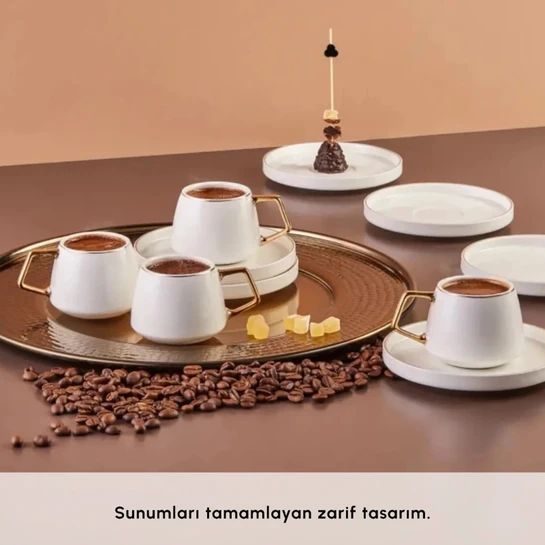 Karaca Streamline Saturn 6 Kişilik Kahve Fincanı Takımı 100 ml Gold