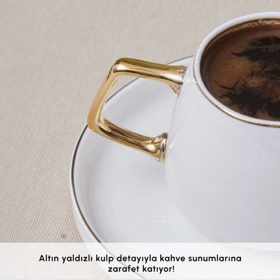 Karaca Streamline Saturn 6 Kişilik Kahve Fincanı Takımı 100 ml Gold