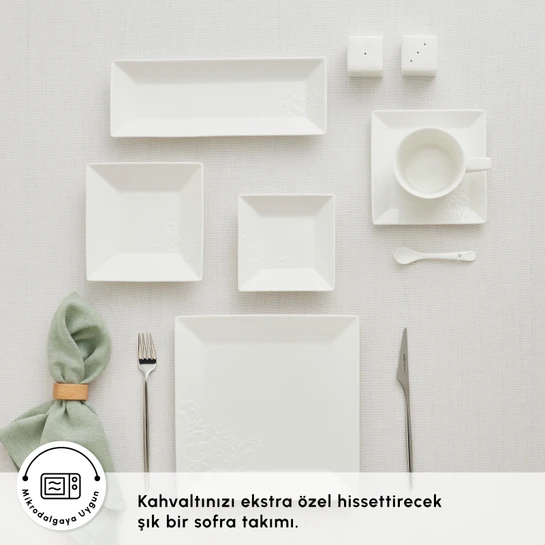 Karaca Forever Bone Trend Emboss 32 Parça 6 Kişilik Kahvaltı Takımı