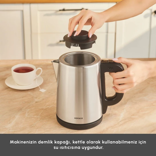 Karaca Tea Break 2 in 1 Su Isıtıcı Çelik Çay Makinesi Inox Siyah