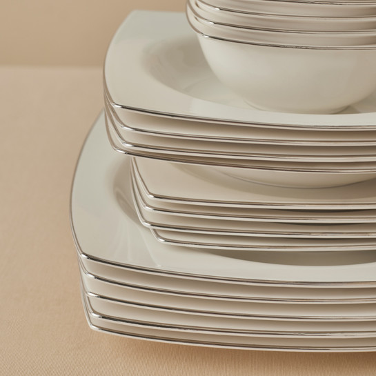 Karaca Square Bone Talia 60 Parça 12 Kişilik Yemek Takımı Platin