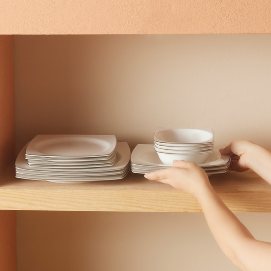 Karaca Square Bone Talia 60 Parça 12 Kişilik Yemek Takımı Platin