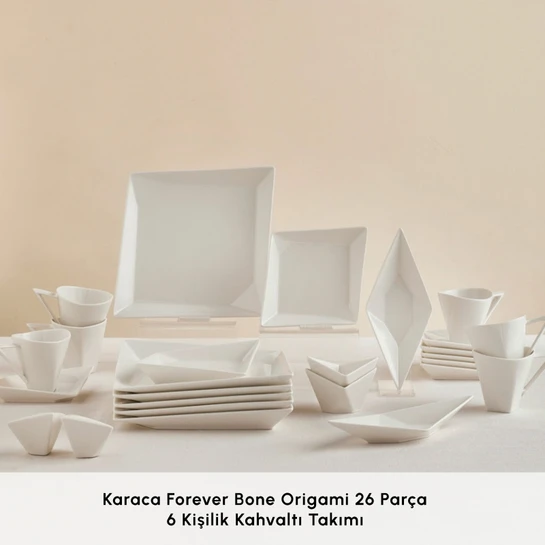 Karaca Forever Bone Origami 26 Parça 6 Kişilik Kahvaltı Takımı