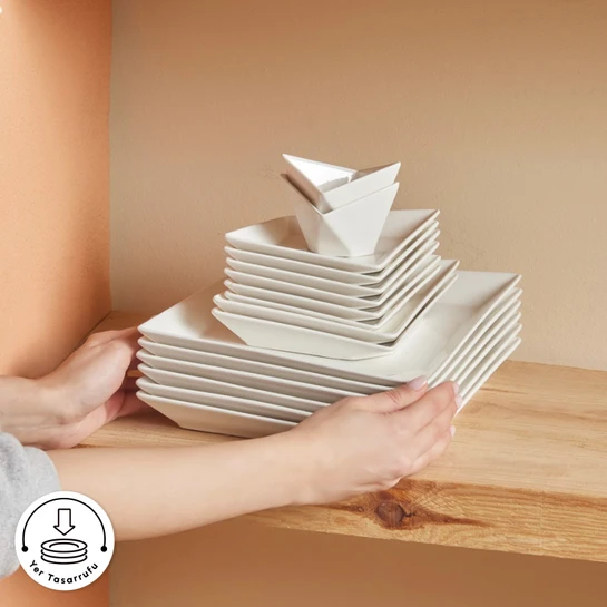 Karaca Forever Bone Origami 26 Parça 6 Kişilik Kahvaltı Takımı