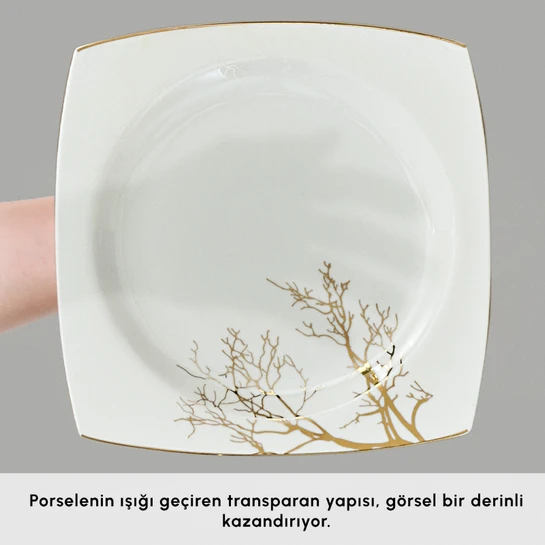 Karaca Square Bone Autumn 60 Parça 12 Kişilik Yemek Takımı Gold