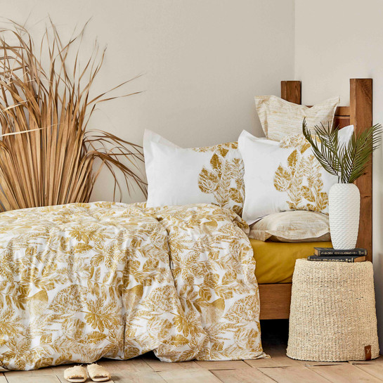 Karaca Home Leaf Hardal %100 Pamuk Çift Kişilik Nevresim Takımı