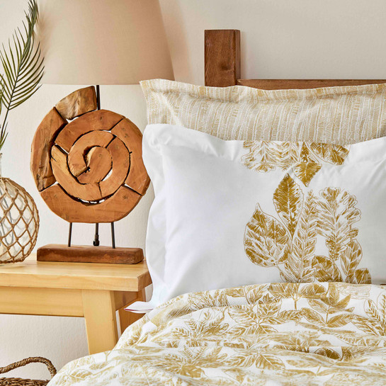 Karaca Home Leaf Hardal %100 Pamuk Çift Kişilik Nevresim Takımı