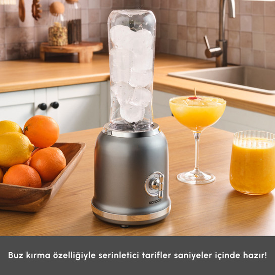 Karaca Retro Personal Kişisel Smoothie Blender Grey