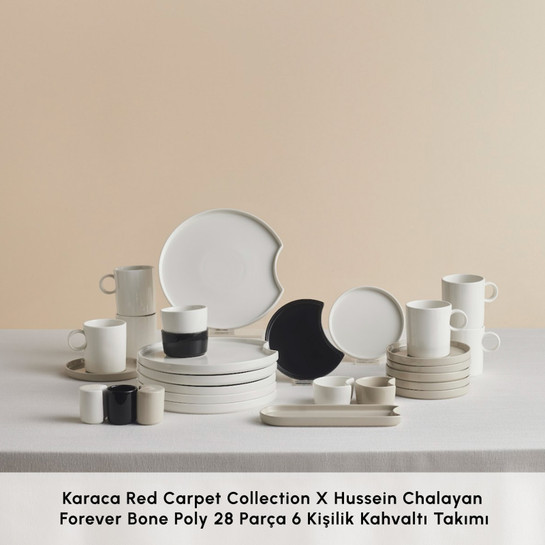 Karaca Red Carpet Collection X Hussein Chalayan Forever Bone Poly 28 Parça 6 Kişilik Kahvaltı Takımı