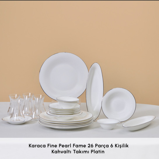 Karaca Fine Pearl Fame 26 Parça 6 Kişilik Kahvaltı Takımı Platin
