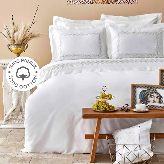 Karaca Home Atlas Gold %100 Pamuk Nakışlı Çift Kişilik Nevresim Takımı