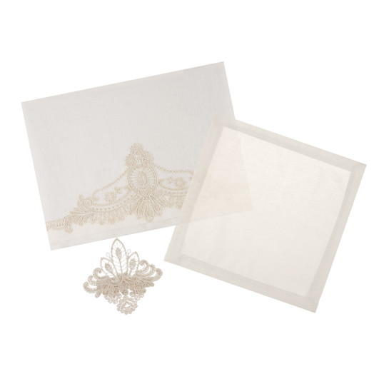 Karaca Home Candle Ekru Dantelli Masa Örtüsü Peçete+Yüzük Set 160x260cm