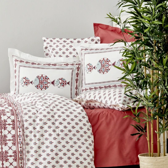 Karaca Home Poseidon Kırmızı %100 Pamuk Çift Kişilik Nevresim Takımı