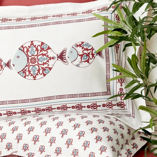 Karaca Home Poseidon Kırmızı %100 Pamuk Çift Kişilik Nevresim Takımı