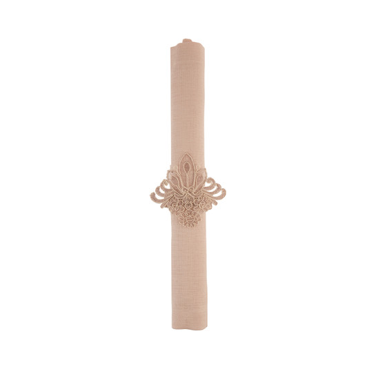 Karaca Home Candle Pudra 25 Parça Dantelli Masa Örtüsü Peçete Yüzük Seti