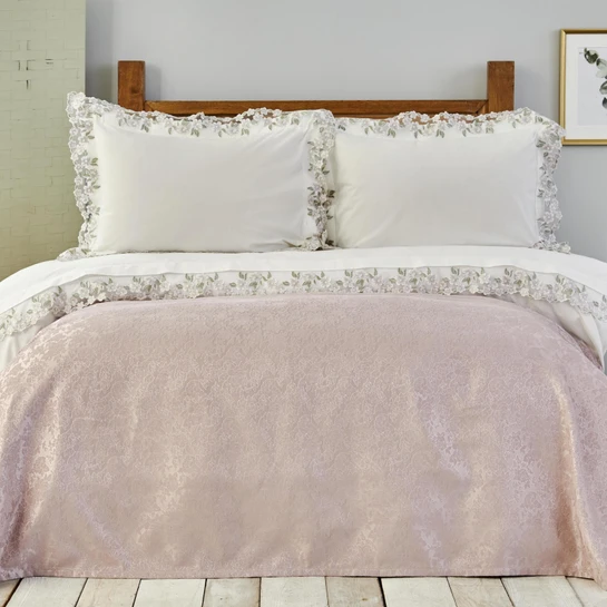 Karaca Home Salivia Pudra Fransız Dantelli Nevresim Pike Seti