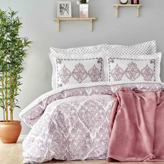 Karaca Home Care Pudra %100 Çift Kişilik Pamuk Nevresim Takımı Pamuk Battaniye Set