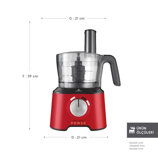 Karaca Mastermaid Power Multifunctional 10 in 1 Gıda Hazırlama Seti 2000W Red 