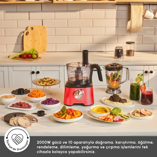 Karaca Mastermaid Power Multifunctional 10 in 1 Gıda Hazırlama Seti 2000W Red 