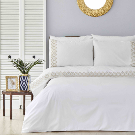 Karaca Home Fidelle Gold Çift Kişilik %100 Pamuk Fransız Dantelli Nevresim Takımı