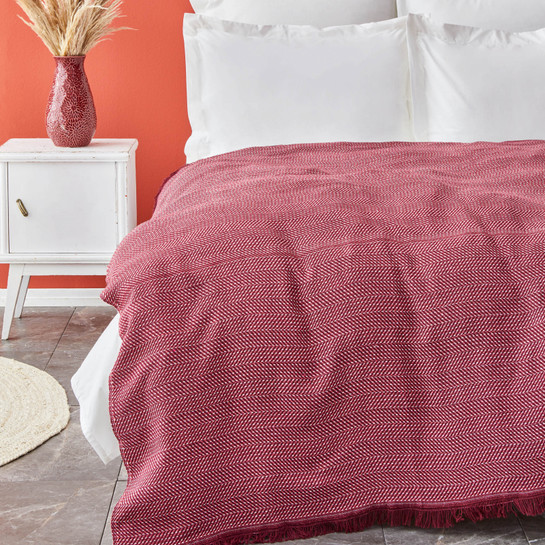 Karaca Home Liora Bordo Çift Kişilik Dört Mevsim Örtü
