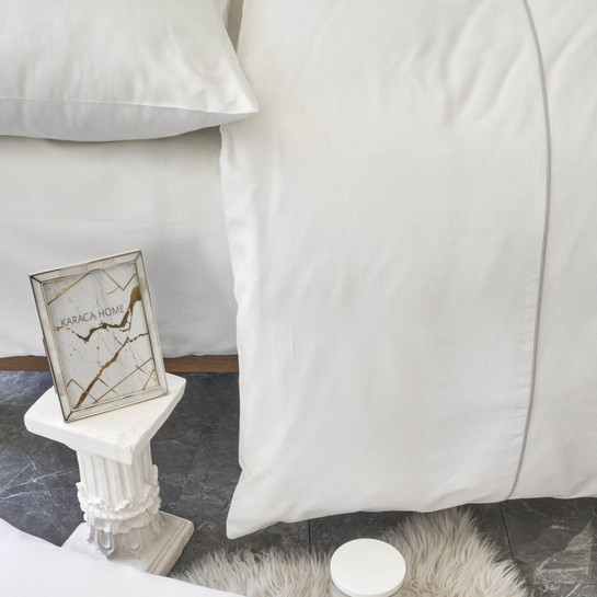 Karaca Home White Colletion Bigem Gri %100 Pamuk Çift Kişilik Nevresim Takımı