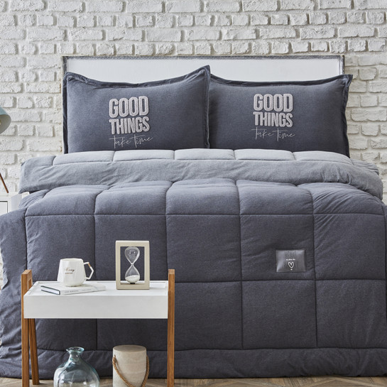 Karaca Home Softy Gri Tek Kişilik Cotton Comfort Uyku Seti