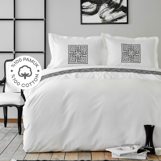 Karaca Home Bahia Siyah Nakışlı %100 Pamuk Çift Kişilik Nevresim Takımı