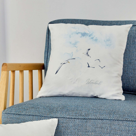 Karaca Home Ekru Desenli İç Dolgulu Kırlent 45x45 cm