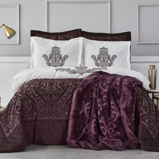 Karaca Home Glamour Simli Mürdüm Çeyiz Seti