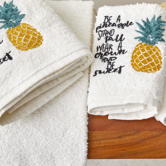 Karaca Home Pineapple 4 Parça Nakışlı Havlu Seti