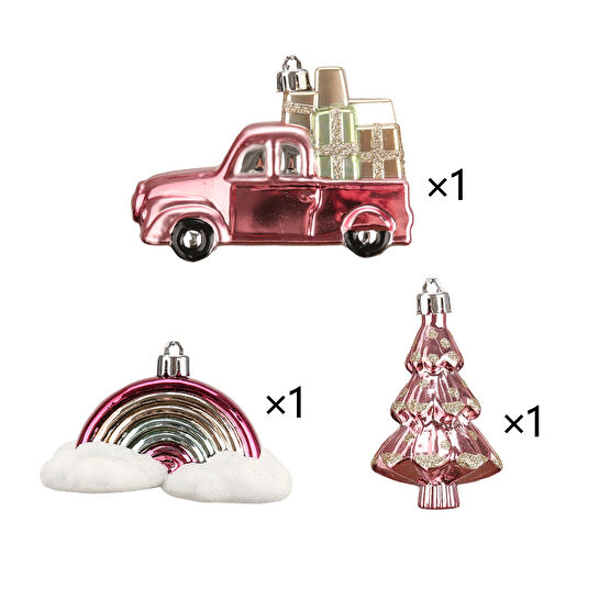 Karaca Home Pink 3'lü Yılbaşı Ağaç Süsü