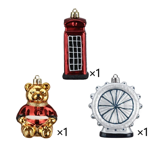 Karaca Home New Year Yılbaşı London Yılbaşı Ağaç Süsü Seti 3'lü