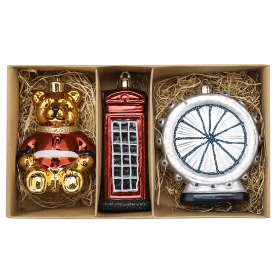 Karaca Home New Year Yılbaşı London Yılbaşı Ağaç Süsü Seti 3'lü