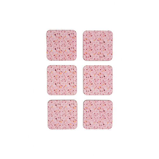 Karaca Home Terazzo 6'lı Pembe Bardak Altlığı