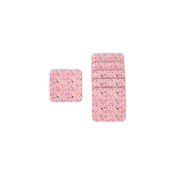 Karaca Home Terazzo 6'lı Pembe Bardak Altlığı