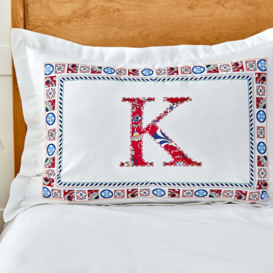 Karaca Home Letra Kırmızı %100 Pamuk K Harfi Yastık Kılıfı
