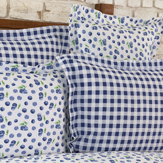 Karaca Home Blueberry Mavi Nonıron Çift Kişilik Nevresim Takımı