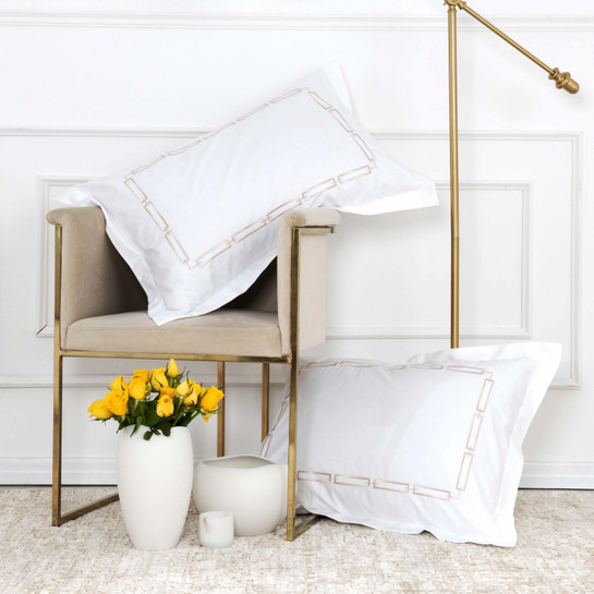 Karaca Home White Col Oriane Bej Nakışlı Percale Çift Kişilik Nevresim Takımı 